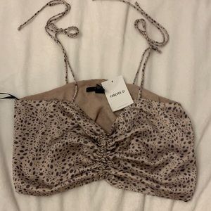 Cheetah Print Tie Crop Top